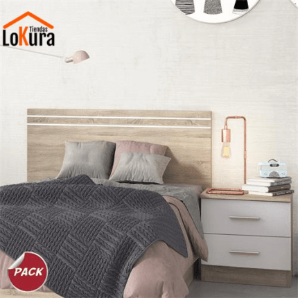 Pack cabecero y mesita para cama individual en color cambrian- blanco