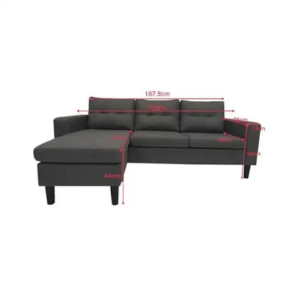 medidas del sofá de 3 plazas con chaise longue Fiore