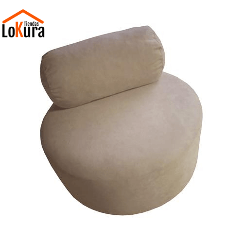 Sillón individual moderno redondo modelo Venus, tapizado en tela de nido, suave y elegante.