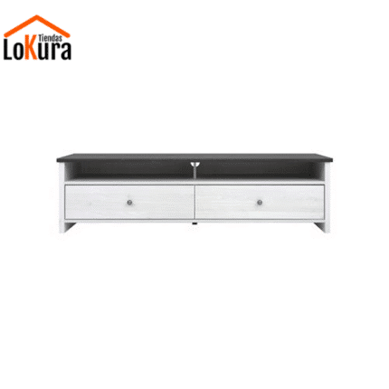 Mueble para tv de madera color blanco-grafito con 2 cajones, modelo Porto