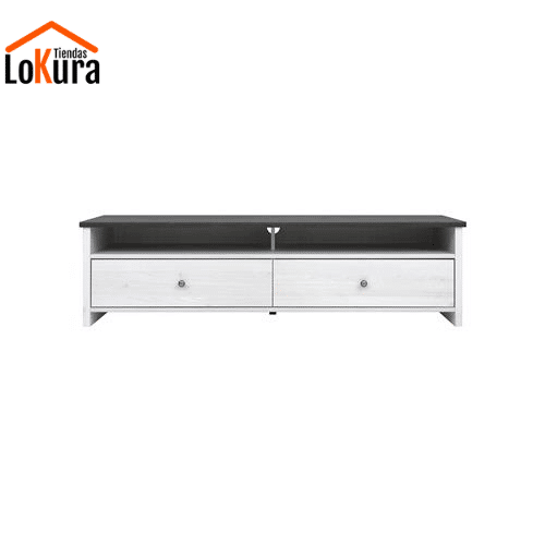 Mueble para tv de madera color blanco-grafito con 2 cajones, modelo Porto
