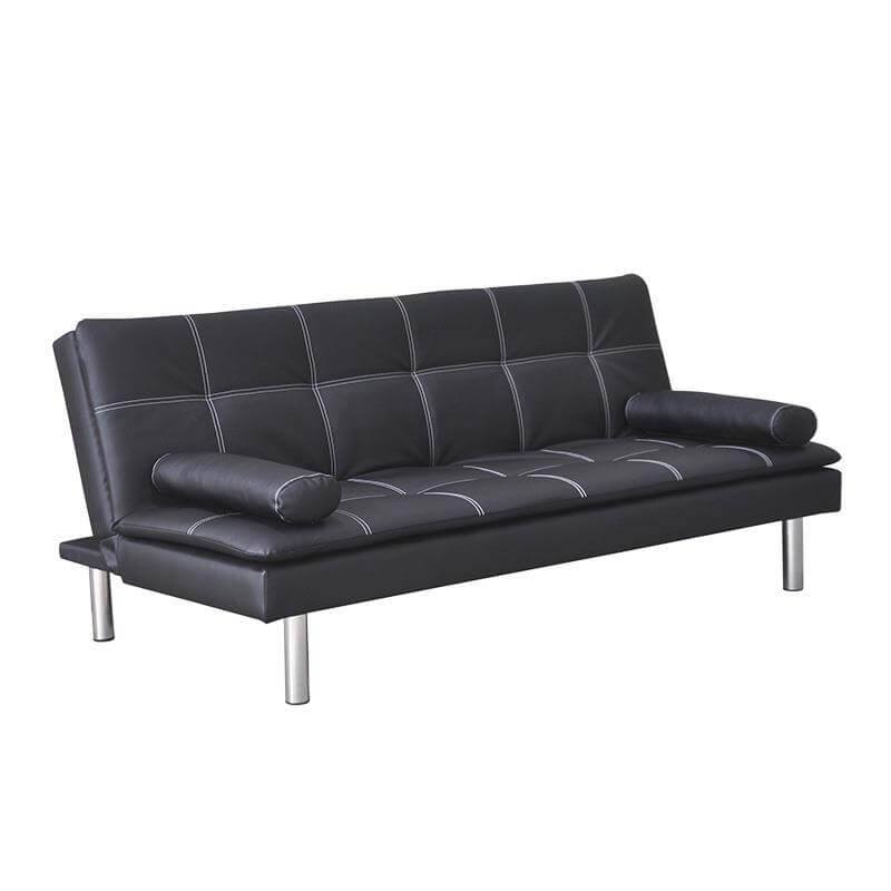Sofá cama 180 x 80 cm en color negro, multifuncional y elegante, perfecto para apartamentos pequeños.