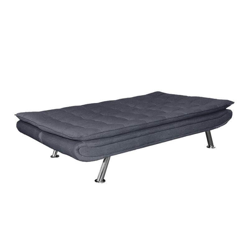 Sofá cama de tres plazas, medidas en modo cama: 194x121x41 cm, con apertura tipo libro y estructura resistente de metal