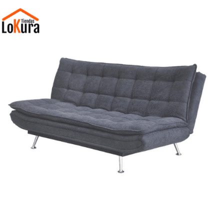 Sofá cama de tres plazas en color gris medidas: 194x90x98 cm, apertura tipo libro ideal para espacios modernos y pequeños.