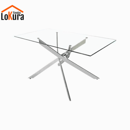 mesa de centro de sala de vidrio y patas de metal cromado para salones modernos