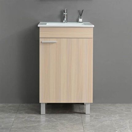 Mueble para lavabo 50 cm en haya con almacenamiento y fácil montaje