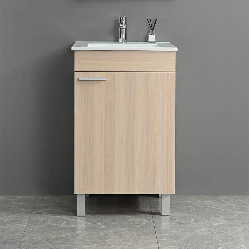 Mueble para lavabo 50 cm en haya con almacenamiento y fácil montaje
