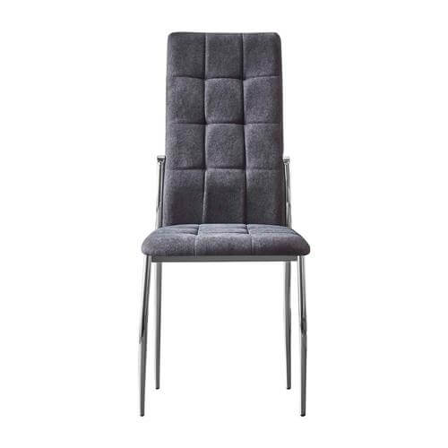 Sillas comedor cromadas tapizadas en tela Nido de color gris oscuro y patas metálicas cromadas