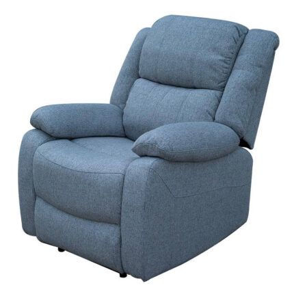 Sillón reclinable motorizado ajustado a 120°, ideal para leer o relajarse, con diseño moderno y compacto