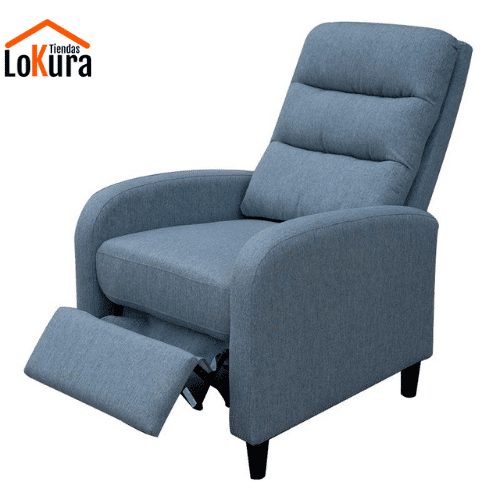 Sillones descanso relax en color azul, con reposapiés extendidos y asiento desenfundable para fácil limpieza
