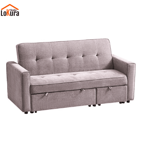 Sofá cama espuma 2 plazas color marrón con espuma de alta densidad y estructura de madera maciza