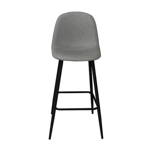 Taburete alto Borneo con diseño ergonómico, tapizado gris Mercurio, patas negras resistentes