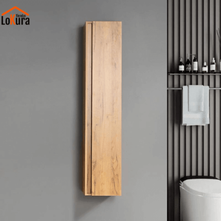 Columna mueble auxiliar baño suspendido en color roble con diseño moderno y funcional