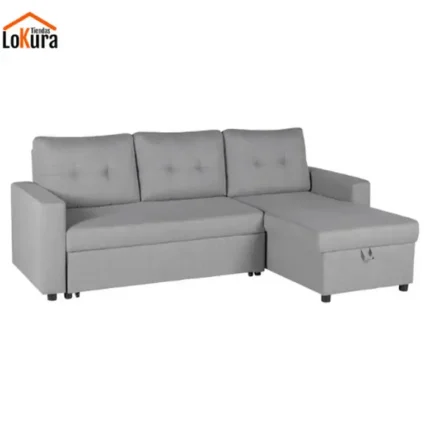 sofá chaise longue cama y arcón Momi en color gris