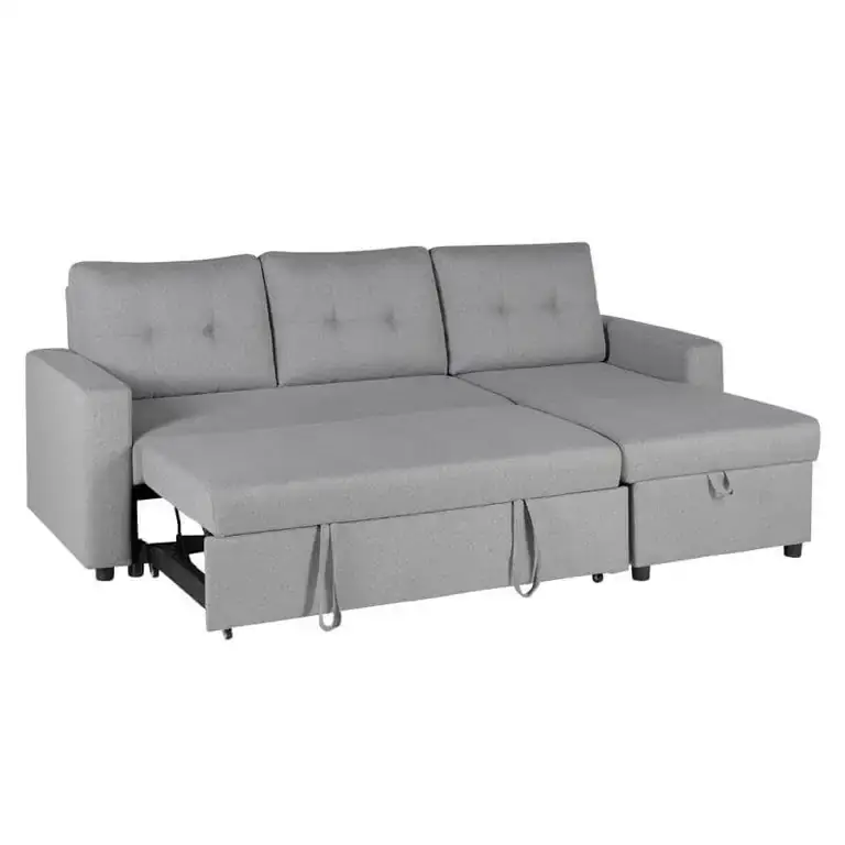 sofá chaise longue cama y arcón Momi abierto en modo cama