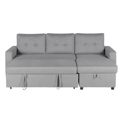 sofá chaise longue cama y arcón Momi abierto vista frontal