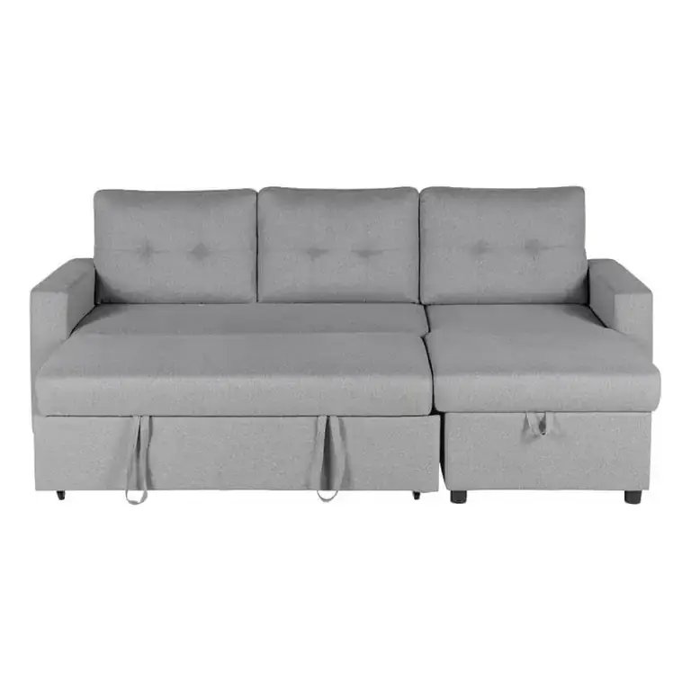 sofá chaise longue cama y arcón Momi abierto vista frontal