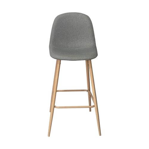 taburete color gris con respaldo ergonómico y patas metálicas cambrian, adaptable a cualquier decoración
