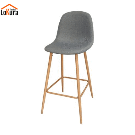 con respaldo alto, tapizado en tela Mercurio y patas metálicas color cambrian, ideal para barras y mesas altas con respaldo alto, tapizado en tela Mercurio y patas metálicas color cambrian, ideal para barras y mesas altas