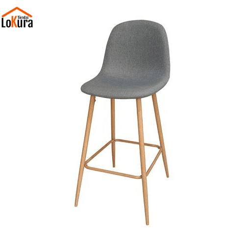 con respaldo alto, tapizado en tela Mercurio y patas metálicas color cambrian, ideal para barras y mesas altas con respaldo alto, tapizado en tela Mercurio y patas metálicas color cambrian, ideal para barras y mesas altas