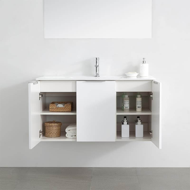 Mueble baño 100 cm con lavabo estilo moderno, con tres puertas y diseño funcional