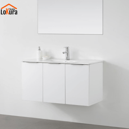 Mueble baño 100 cm con lavabo cerámico, diseño suspendido y amplio almacenamiento