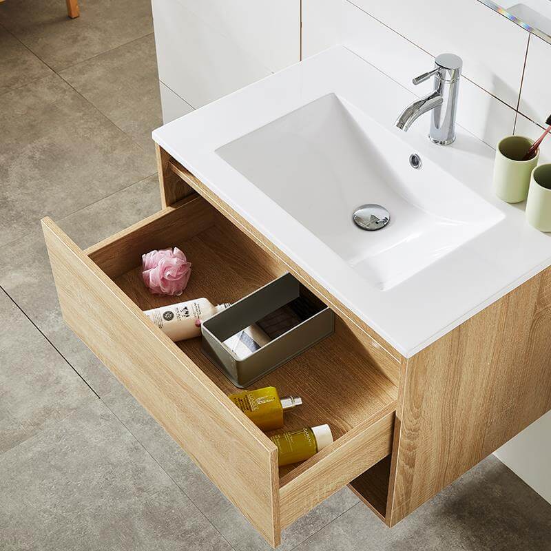 Mueble de baño color madera roble