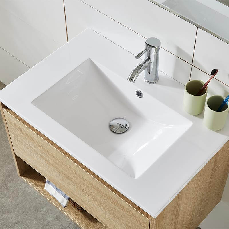 Mueble de baño color madera roble