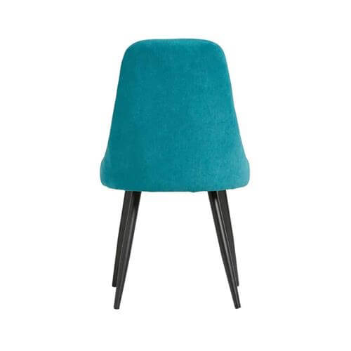 sillas de comedor tapizadas en tela de color azul turquesa