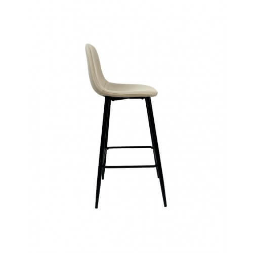 Taburete patas negras y tapizado beige, ideal para cocinas y comedores