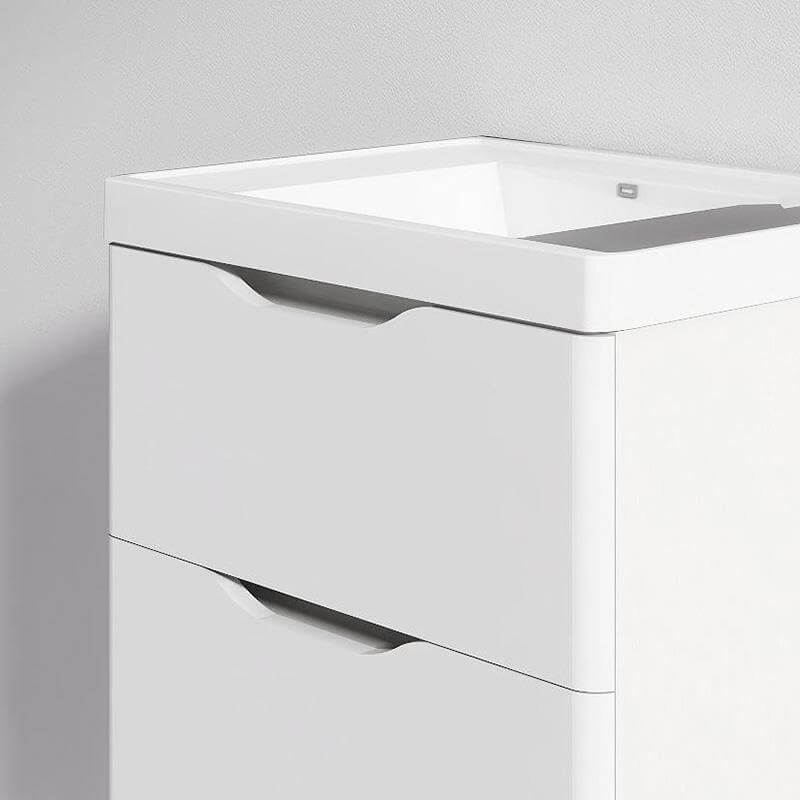 gabinete para lavabo de baño en blanco, 60x42x53 cm, con cajones amplios y lavamanos resistente