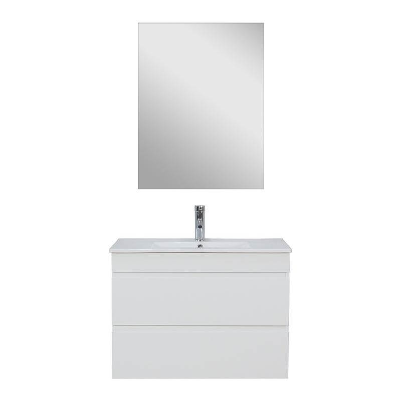 Mueble de baño blanco suspendido de 60x36x59 cm con lavabo cerámico y diseño moderno - Serie Perugia