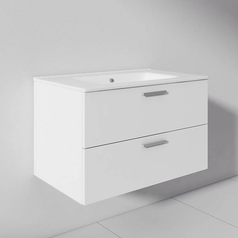 mueble de baño suspendido blanco Serie Venecia de 80 cm para baños modernos