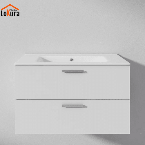 mueble de baño suspendido en blanco