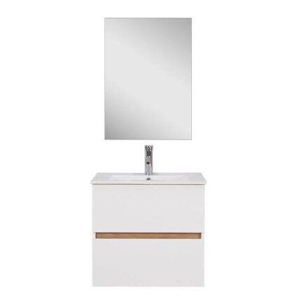 muebles de baño modernos suspendidos medidas 80x46x52 cm, en blanco con cajones espaciosos y lavamanos cerámico