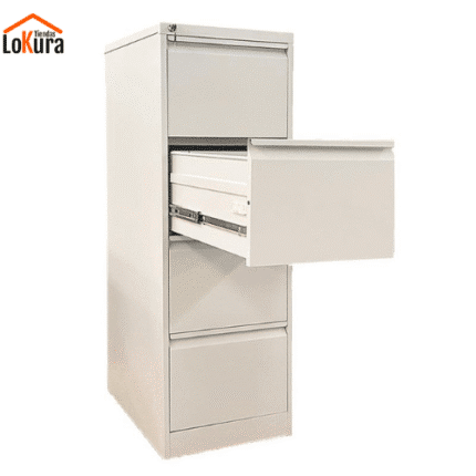 Archivador oficina con llave. metálico y 4 cajones en color gris, dimensiones 133,7x45,2x62 cm.