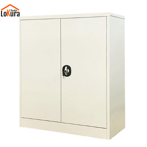 Armario archivador con llave metálico gris con 2 puertas y 3 estantes ajustables