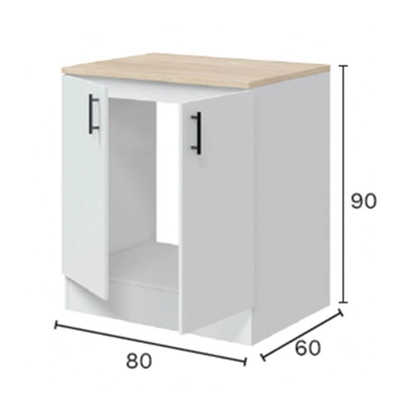 Mueble bajo fregadero de 2 puertas en la Cocina Integral Moderna en L, diseño funcional y amplio almacenamiento
