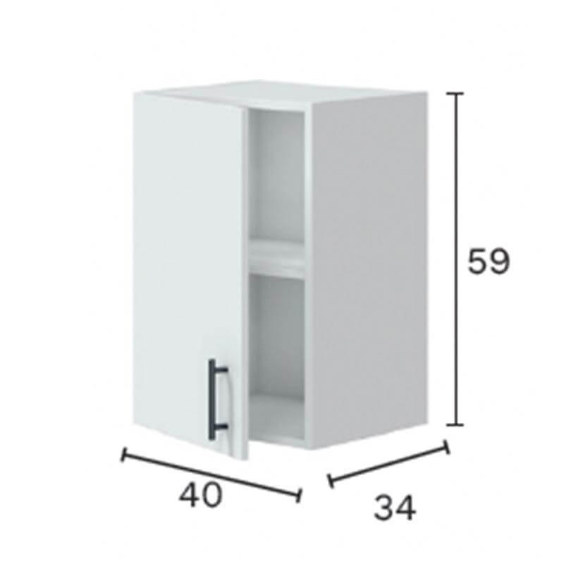 Mueble alto con 1 puerta, almacenamiento extra en la Cocina Integral Moderna en L