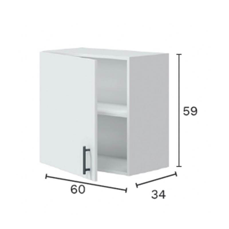modulo superior con 1 puerta y estantes interiores de la Cocina integral moderna en L