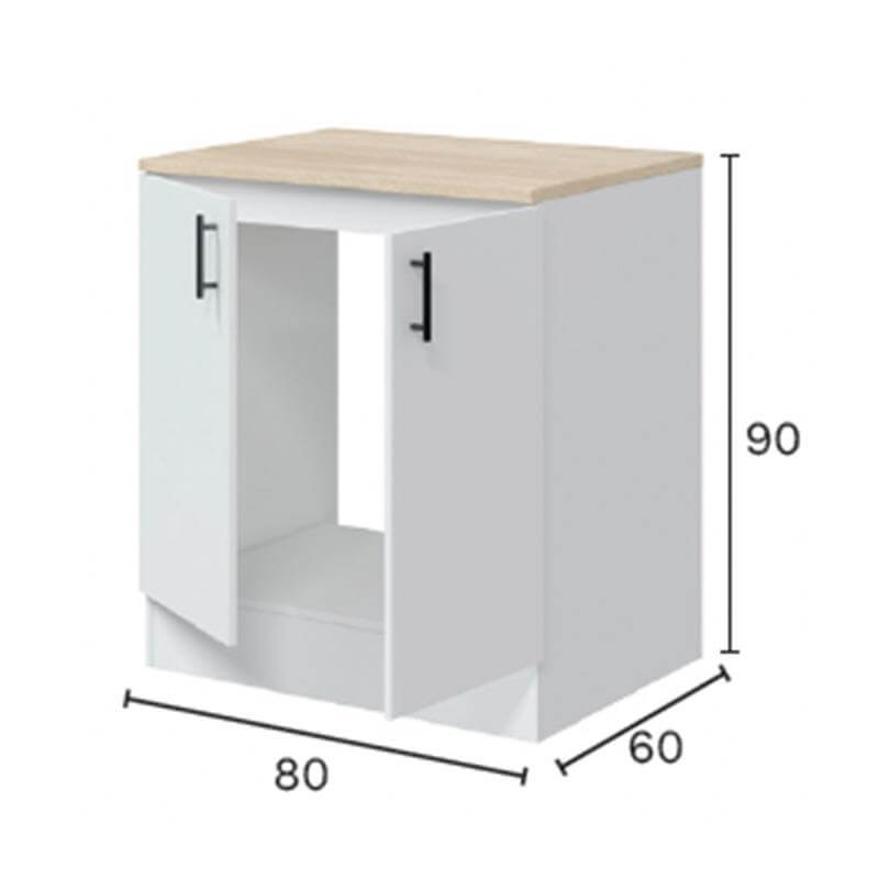 Mueble bajo fregadero de 2 puertas en color blanco