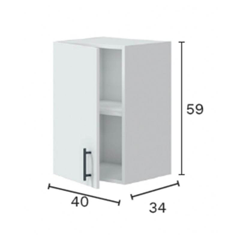 Mueble colgar de 1 puerta en color blanco con estante interior