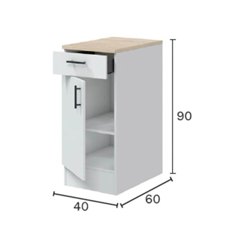 Mueble bajo un cajón mas una puerta blanco