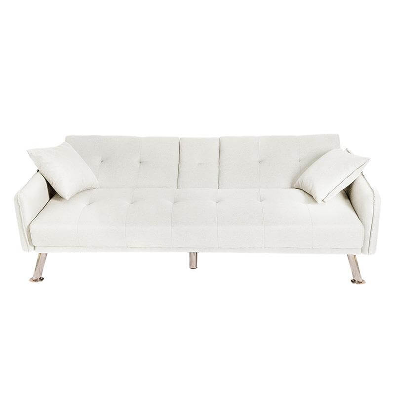 sofa cama color blanco diseño compacto con respaldo ajustable y medidas de 190 cm de largo