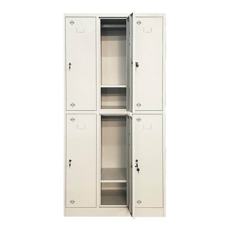 Interior de la taquilla oficina metálica de tres cuerpos, ideal para organizar ropa, documentos y herramientas