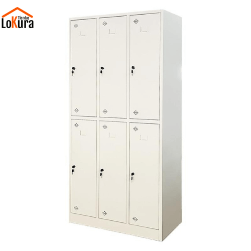 Taquilla oficina metálica con rejillas de ventilación y portaetiquetas, ideal para organizar espacios de trabajo