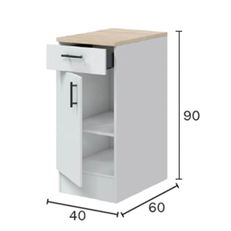 Mueble alto de cocina con 1 puerta - Diseño moderno y funcional en color blanco, modelo Kira 240 cm