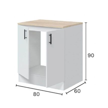 Mueble bajo fregadero con 2 puertas - Cocina modular Kira 240 cm, diseño funcional en color blanco