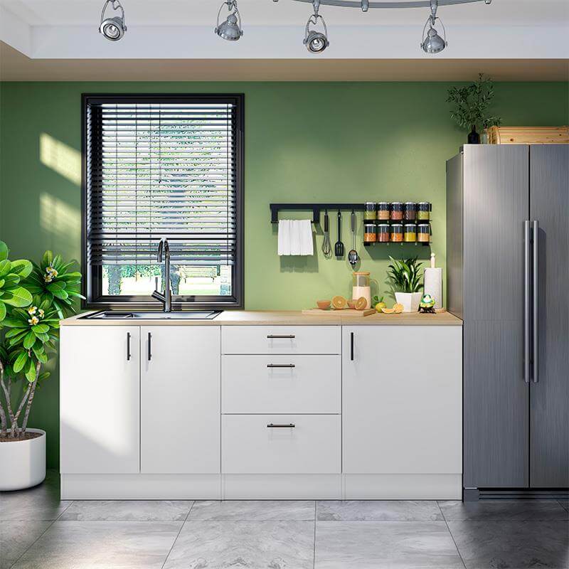 cocinas blancas modernas en forma de l