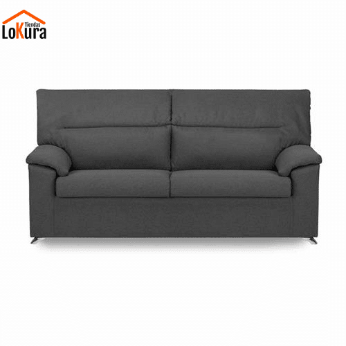 sofá 140cm Niza de 2 plazas, gris oscuro, con asientos cómodos y respaldos desenfundables, ideal para espacios pequeños